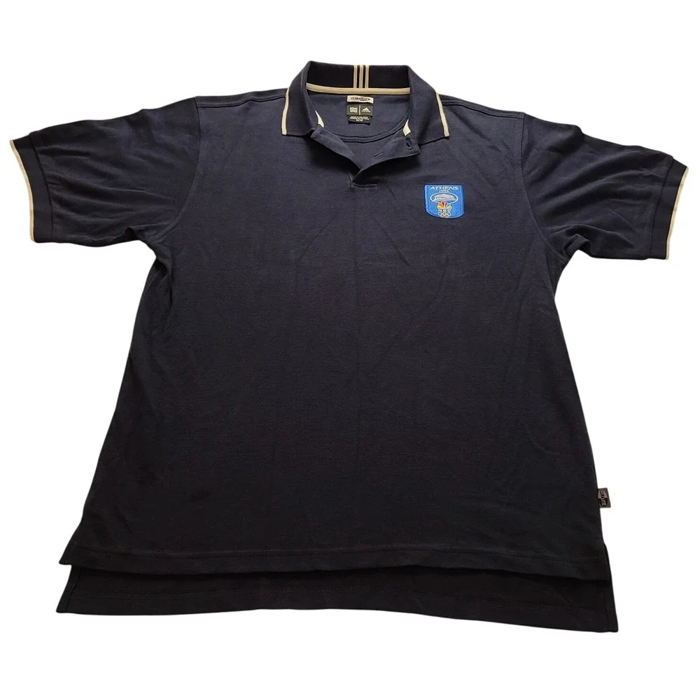 Adidas Athens 2004 Olympics NBC Polo Shirt Men's Medium Navy Blue Climalite Vtg